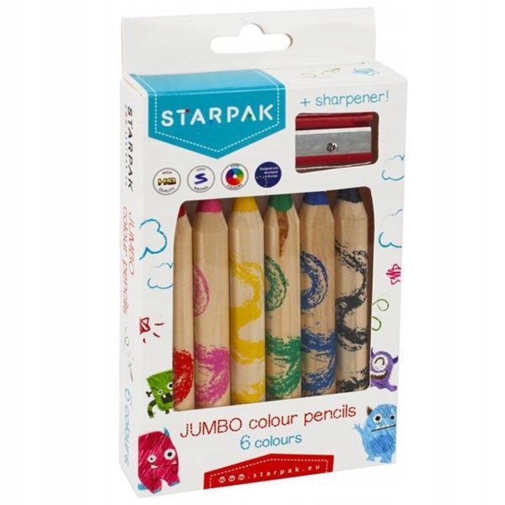 Set de 12 creioane colorate si ascutiotare, Starpak, Multicolor