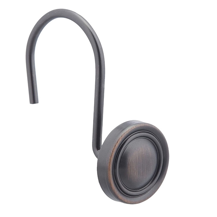 Dekoratív kampókészlet zuhanyfüggönyhöz JUP 5313230, Klasszikus gombforma, Fém, Bronz, 12 db