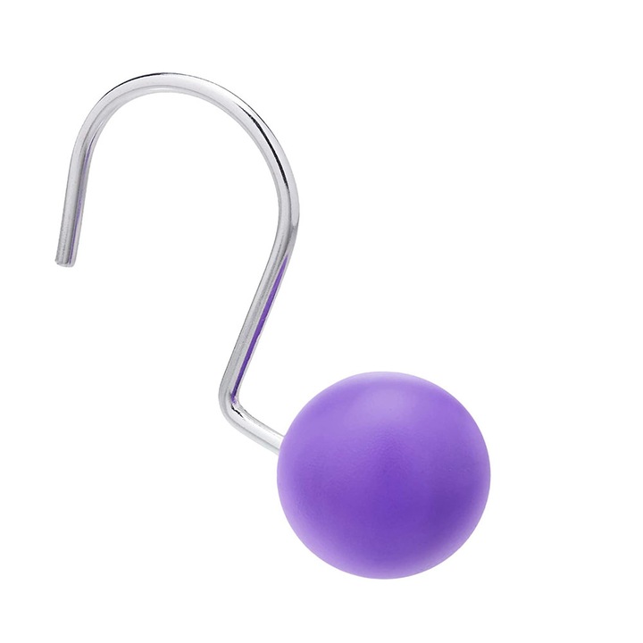 Set carlige decorative pentru perdele de dus, JUP, Mov, 12 buc