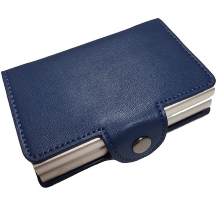 Portofel RFID dublu iUni R3, 16 carduri, Albastru