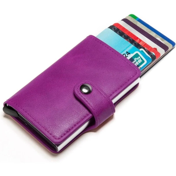 Portofel RFID iUni R2, 10 carduri, Mov