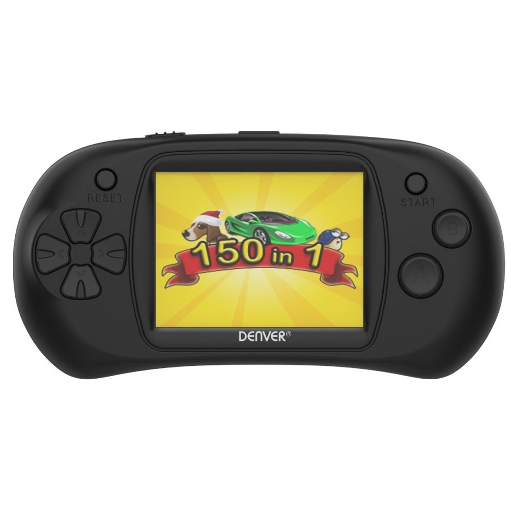 Consola portabila gaming, Denver, 150 jocuri, Baterie, Negru
