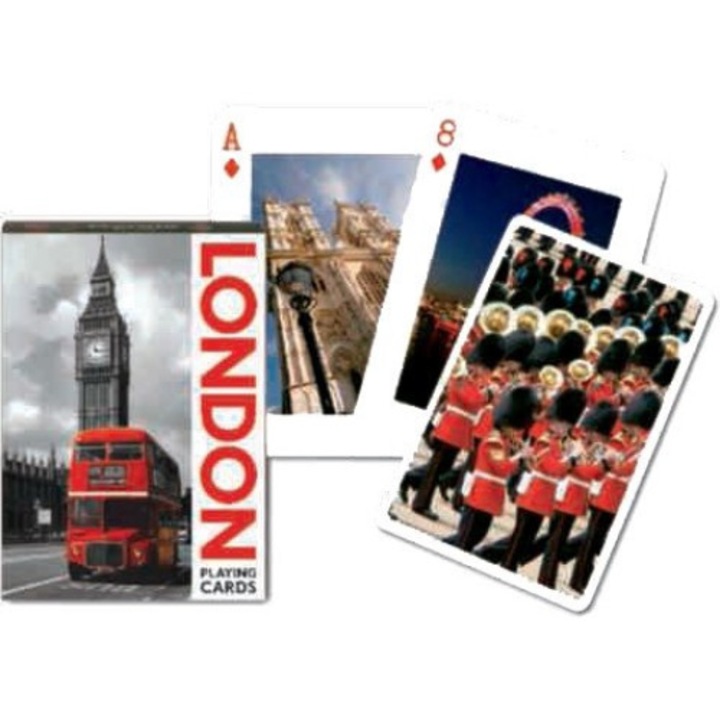 Carti de joc London, Piatnik, Plastic, 54 carti, 63 x 88 mm, Multicolor