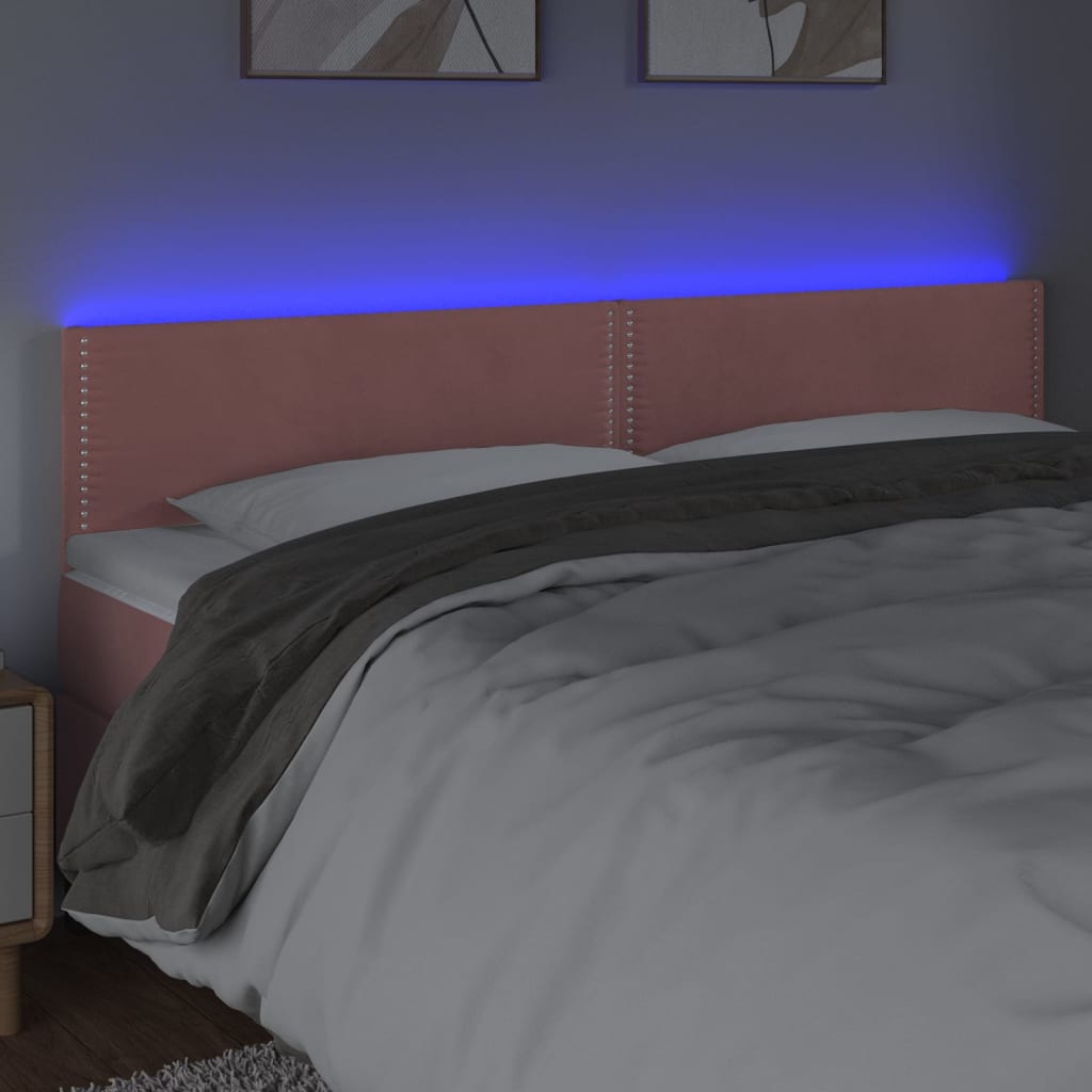Tablie Pat Roz Tablie de pat cu LED vidaXL, roz, 180x5x78/88 cm, catifea, 9.43 kg ...