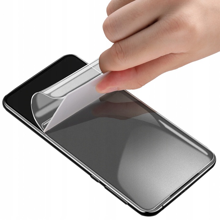 Folie Privacy PolyFlex compatibila cu Vivo Y12s (2021), Polimer siliconic de 100 de microni, Montare usoara, fara lichid, Regenerabila, Lipici pe intreaga suprafata, Compatibila cu senzorul de amprenta, Case-Friendly