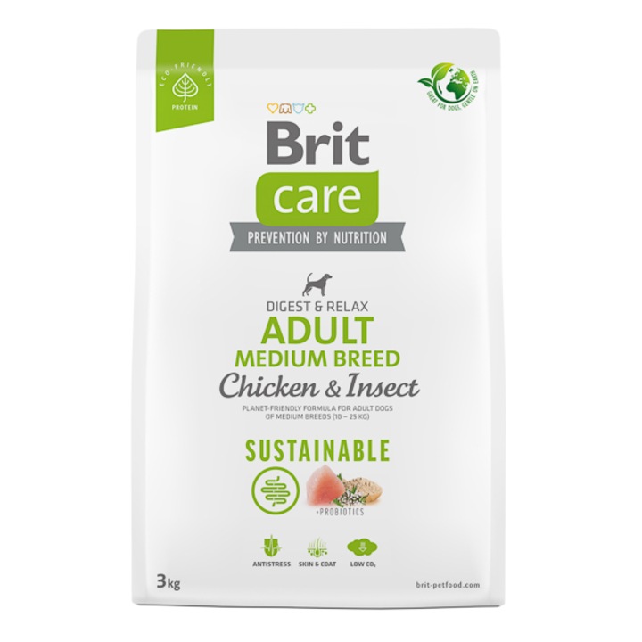 Hrana uscata pentru caini Brit Care Sustainable Adult Medium Breed, 3 kg