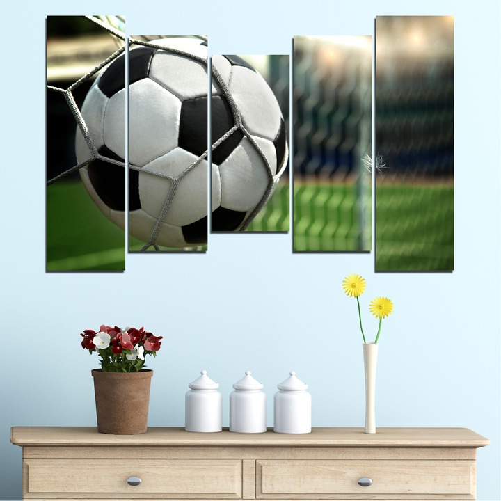 Картини пана Vivid Home от 5 части, Футбол, Канава, 160x100 см, 4-та Форма №0596