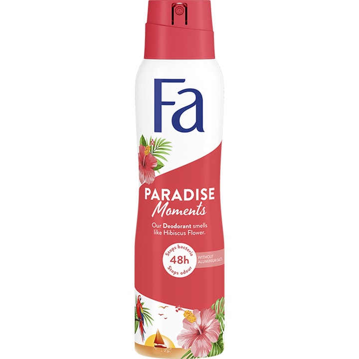 Deospray, Fa, Paradise Moments, cu parfum de flori de hibiscus, 150 ml