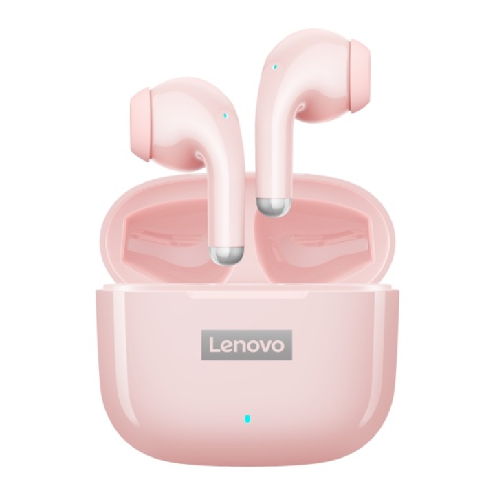 Слушалка Lenovo Thinkplus LP40, Bluetooth 5.1, безжична, Bодоустойчива, HD звук, Oграничаване на шума, Розово