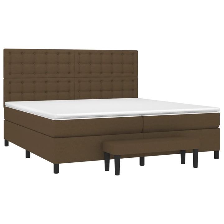 vidaXL sötétbarna szövet rugós ágy matraccal 200 x 200 cm 3136944