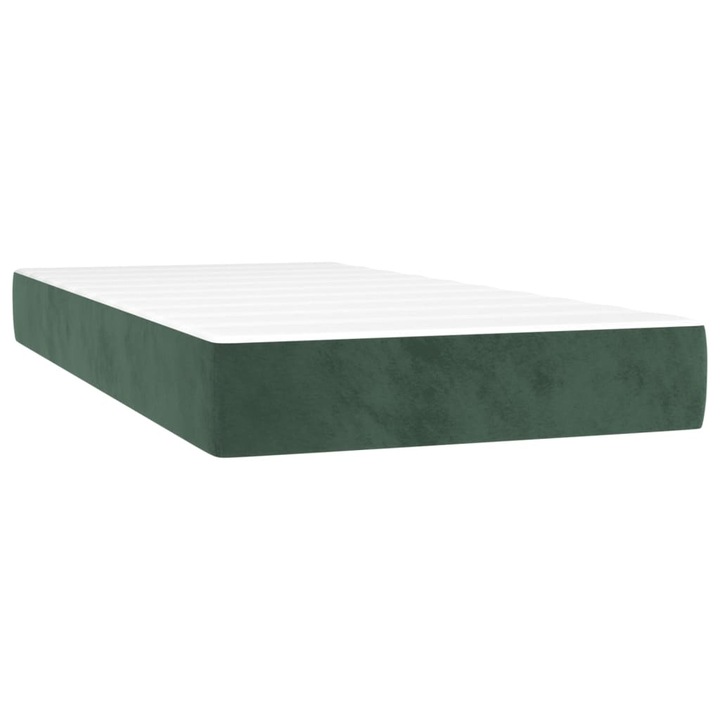 Saltea de pat cu arcuri vidaXL, verde inchis, 80x200x20 cm, fermitate medie, catifea, 12.42 Kg