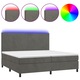 vidaXL sötétszürke bársony rugós és LED-es ágy matraccal 200x200 cm, 58.53 kg