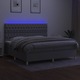 vidaXL világosszürke szövet rugós és LED-es ágy matraccal 200x200 cm 3135701