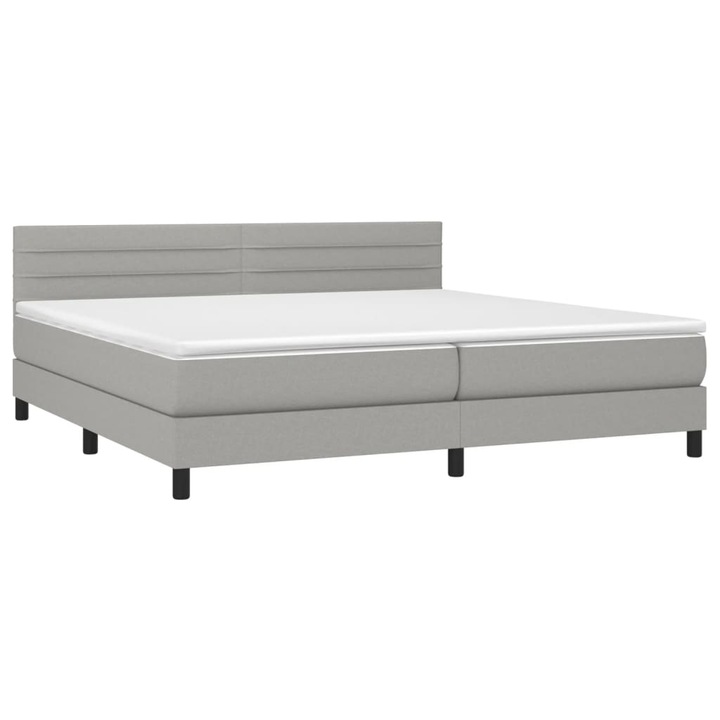 vidaXL világosszürke szövet rugós és LED-es ágy matraccal 200x200 cm 3133261