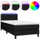 Pat cu arcuri vidaXL, saltea si LED, negru, 90x200 cm, textil, 38.52 kg 3133207