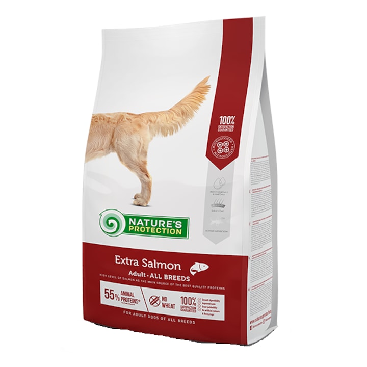 Hrana pentru caini Natures Protection Extra Somon, Pentru stomac sensibil, Cu somon, 12.00kg