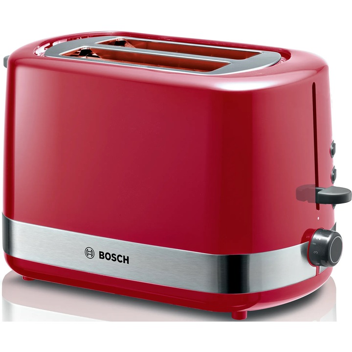 Bosch TAT6A514 kenyérpiritó, 800W, 2 szeletes, olvasztás, újra melegítés, piros-inox