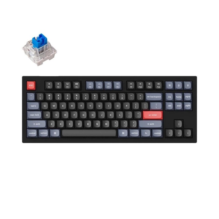 Клавиатура Геймърска Механична клавиатура Keychron V3 TKL Knob QMK Carbon Black, Keychron K Pro Blue Switch, RGB Backlight V3-D2