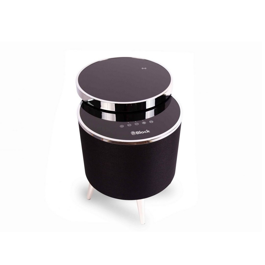 Boxa Block Oslo Modern, Bluetooth, sticla, Incarcare Wireless, Subwoofer, negru