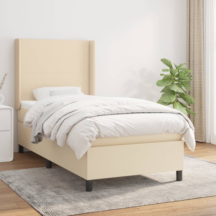 vidaXL krémszínű szövet rugós ágy matraccal 90 x 200 cm 51.01 kg 3131246