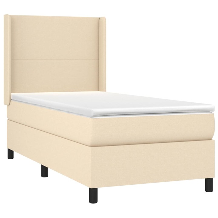 vidaXL krémszínű szövet rugós ágy matraccal 90 x 200 cm 51.01 kg 3131246