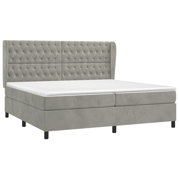 vidaXL világosszürke bársony rugós ágy matraccal 200x200 cm 3129411
