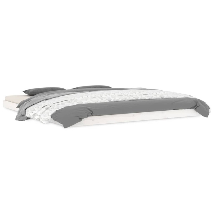 Cadru de pat Super King vidaXL, alb, 180x200 cm, lemn masiv de pin, 18.4 Kg 823430