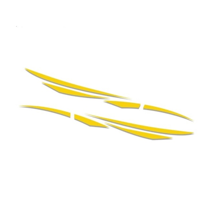 Set 2 stickere pentru capota auto, sau alt element de caroserie, cu dungi tuning, universal, Galben, 190x36 cm