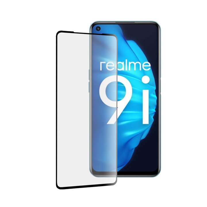 Защитен стъклен филм, съвместим с Realme 9i 4G, Realme 9 5G, Realme 9 Pro, Oppo A76, Oppo A96, OnePlus Nord CE 2 Lite 5G, Full Glue с Full Glue, 111D, HTPMAG, черен
