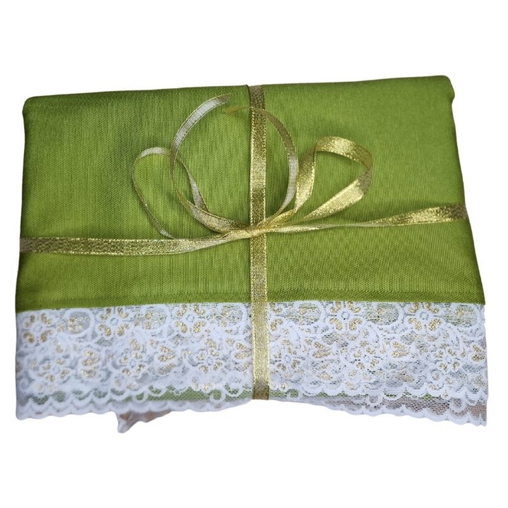 Abrosz, Green by ARIALE 1, csipkével, 170x130 cm, textil, zöld