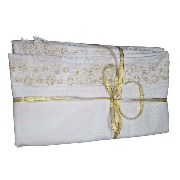 Fata de masa, Pure by ARIALE 2, cu dantela, 170x130 cm, textil, alb