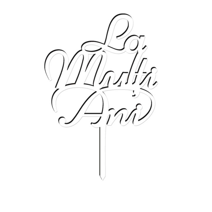 Topper tort La multi ani, Inedit Print, TC58, Alb, 10 cm