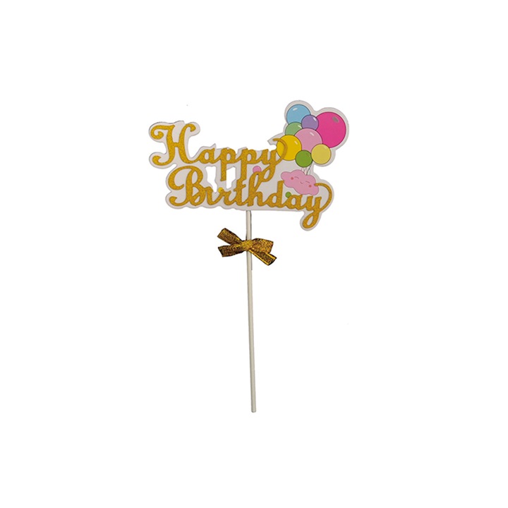 Decoratiune pentru tort, Happy Birthday, QT9367, multicolor