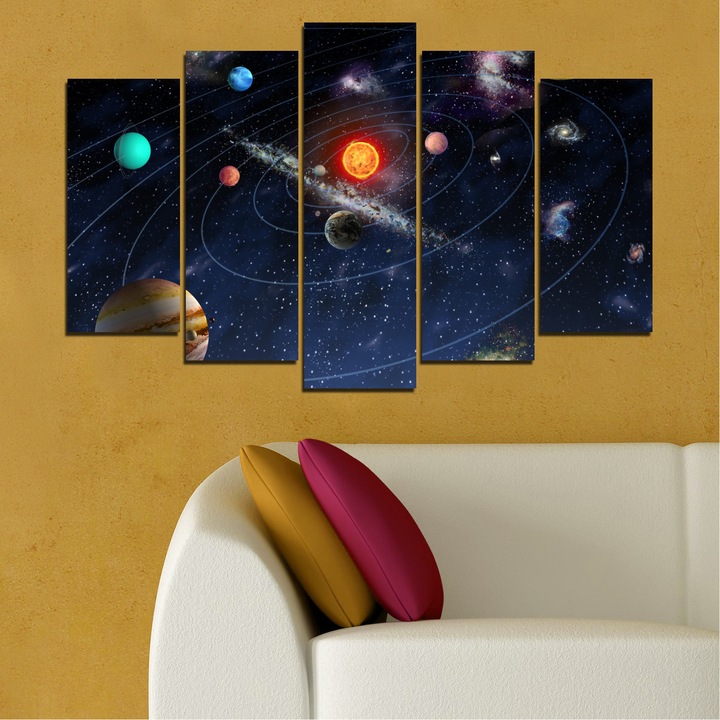 Декоративни панели Vivid Home от 5 части, Космос, PVC, 110x65 см, Стандартна форма №0674
