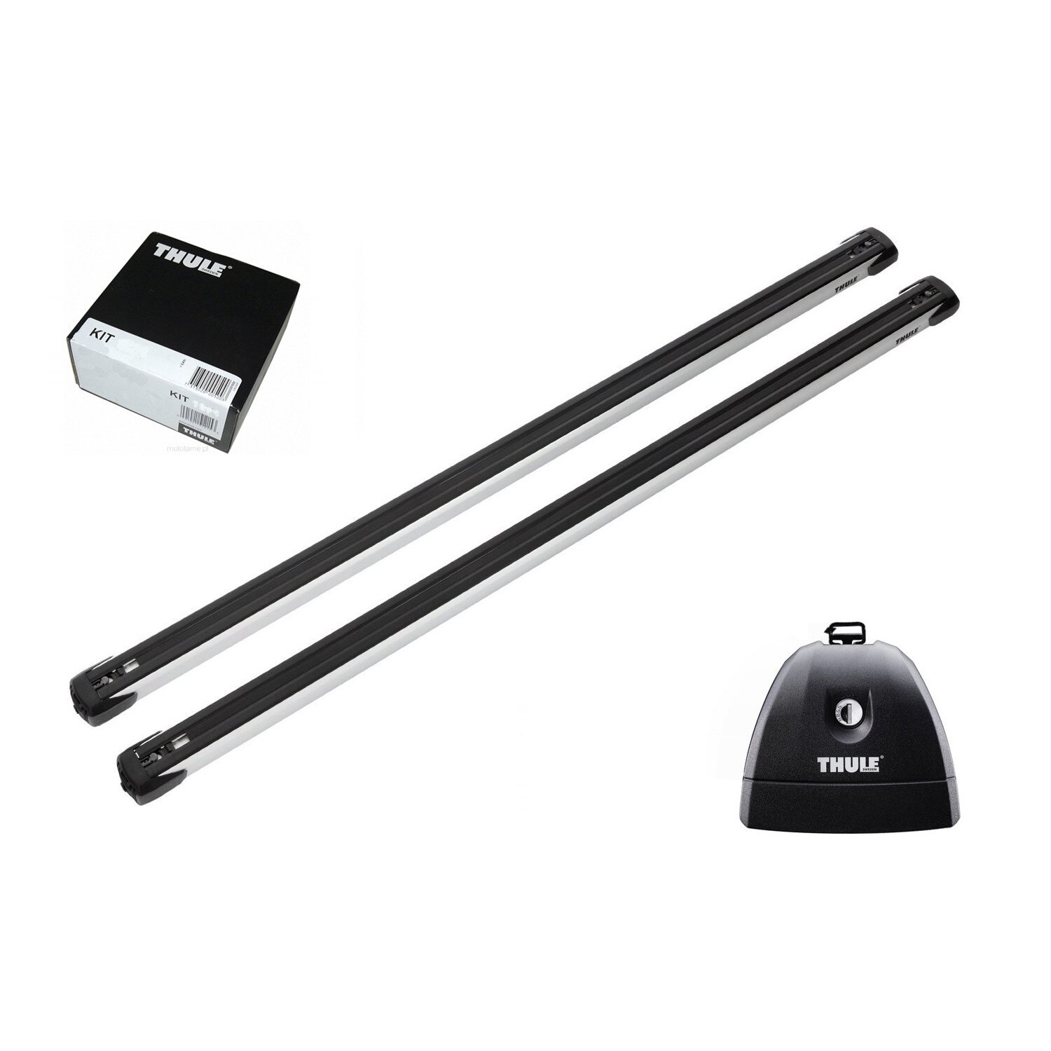 Bare transversale Thule Slidebar pentru FIAT Qubo 4/5 usi MPV, model 2008-, Sistem cu prindere in puncte fixe