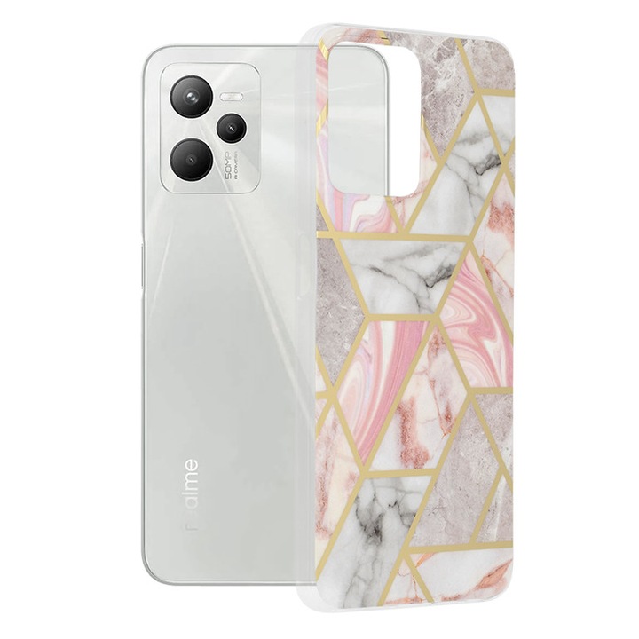 Калъф за Realme C35 / Narzo 50A Prime, Techsuit Marble Series, Pink Hex