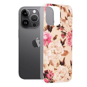 Husa de protectie Marble compatibila cu iPhone 14 Pro Max, Mary Berry Nude