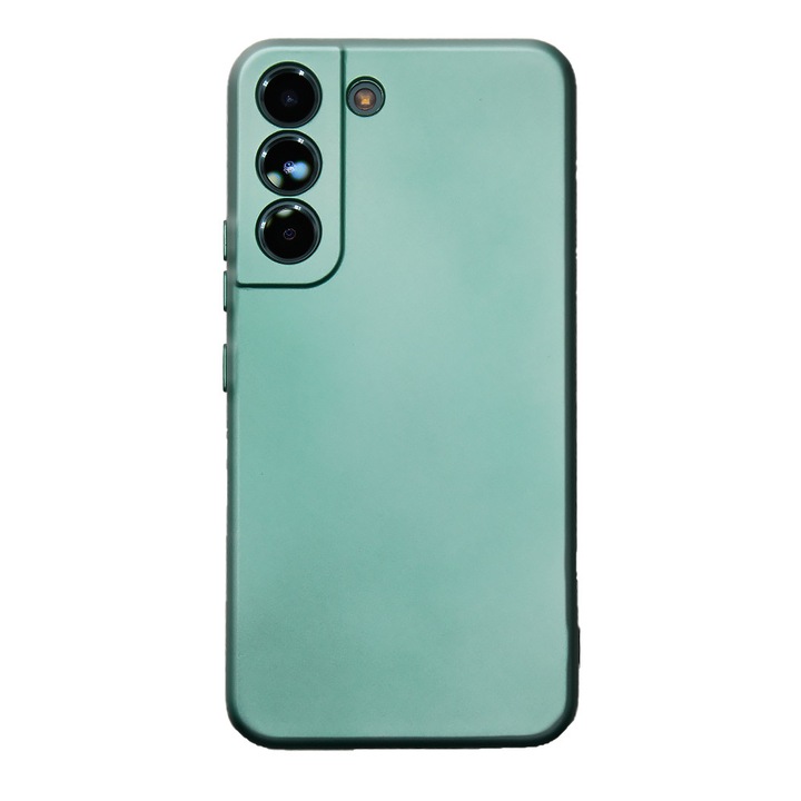 Husa de silicon TPU cu Microfibra pentru Samsung Galaxy S22, Interior Microfibra, Verde Metalizat