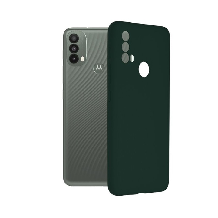 Silicon Jelly G-Tech Liquid Cover, Съвместим с Motorola Moto E40, Защита на камерата, изработена от силикон, Микрофибърна вътрешност, Тъмнозелен