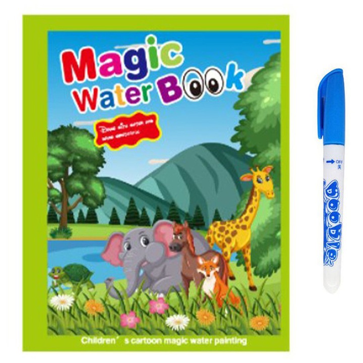 Carte de colorat cu apa Magic Book, Reutilizabila, plina de culori vibrante, Dumbo si prietenii sai - 8 pagini, pentru fete si baieti de la 3 ani, Pitikot®