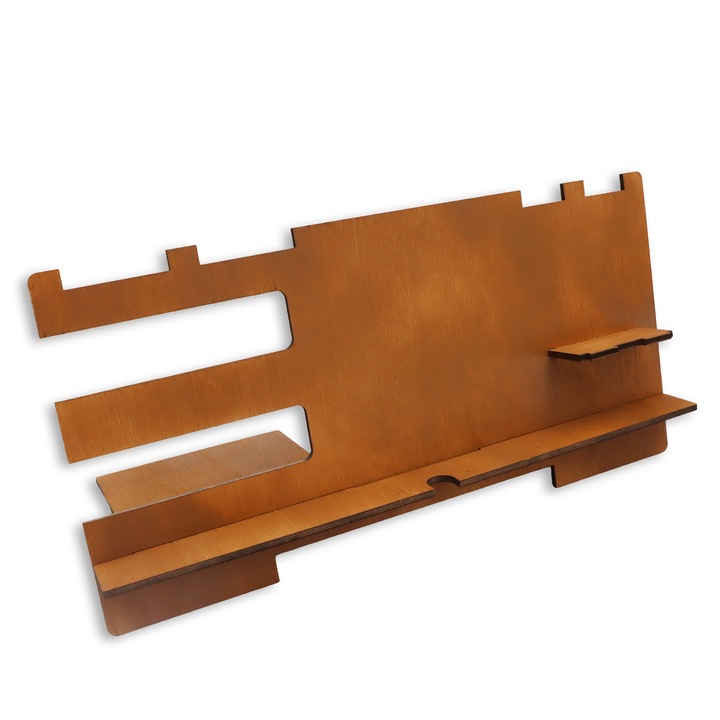 Suport universal de birou pentru telefon si ceas, ochelari, incarcator, WoodMag PD02, dimensiune 35x18cm, din lemn