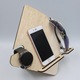 Suport universal de birou pentru telefon si ceas, ochelari, incarcator, WoodMag PD05, dimensiune 22x19cm, din lemn natur
