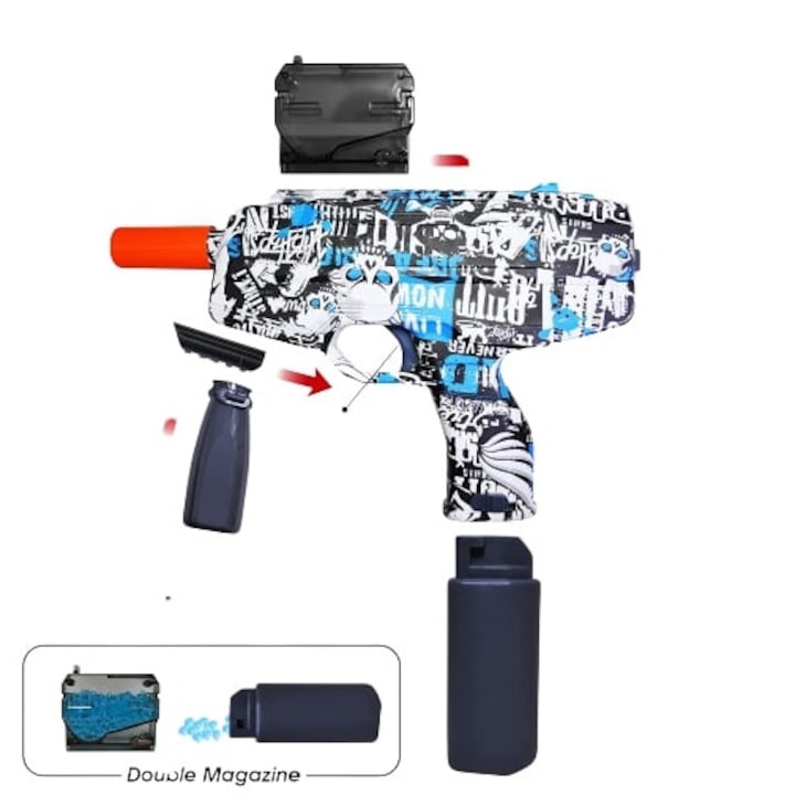 Електрически Go Kart пистолет с водородни гел топчета и защитни очила, детска играчка, син цвят