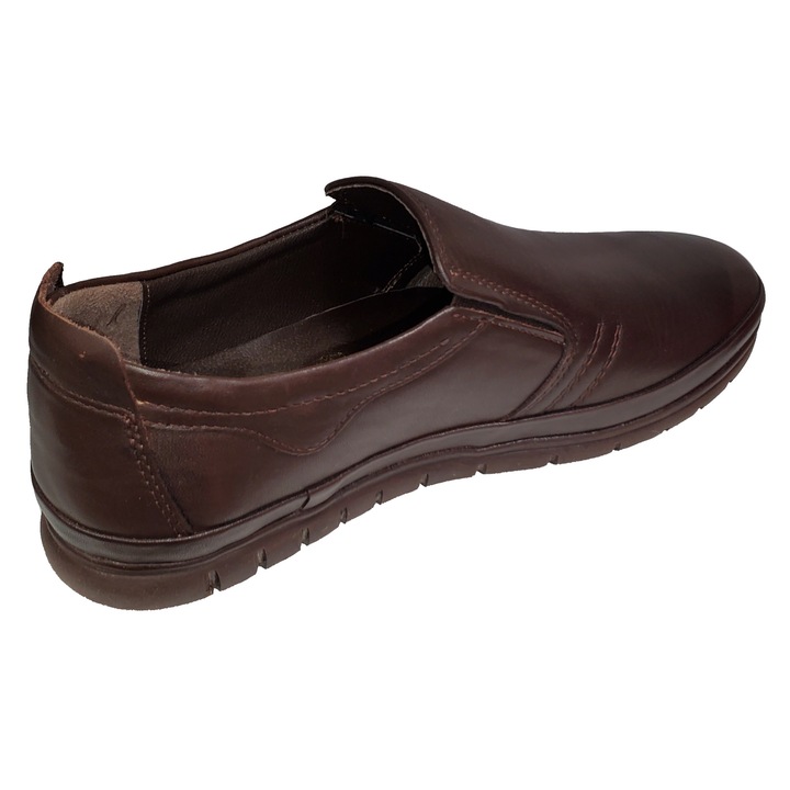 Pantofi comozi fara siret din piele naturala, maro, 42