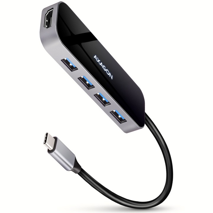 Хъб USB AXAGON HMC-6H4A, USB-C кабел