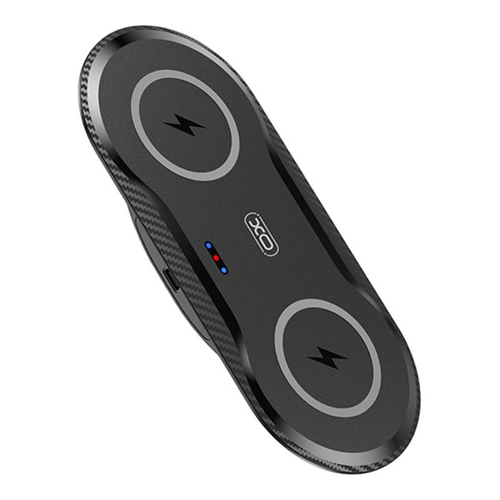 Двойно безжично зарядно XO WX025, 20W, черен