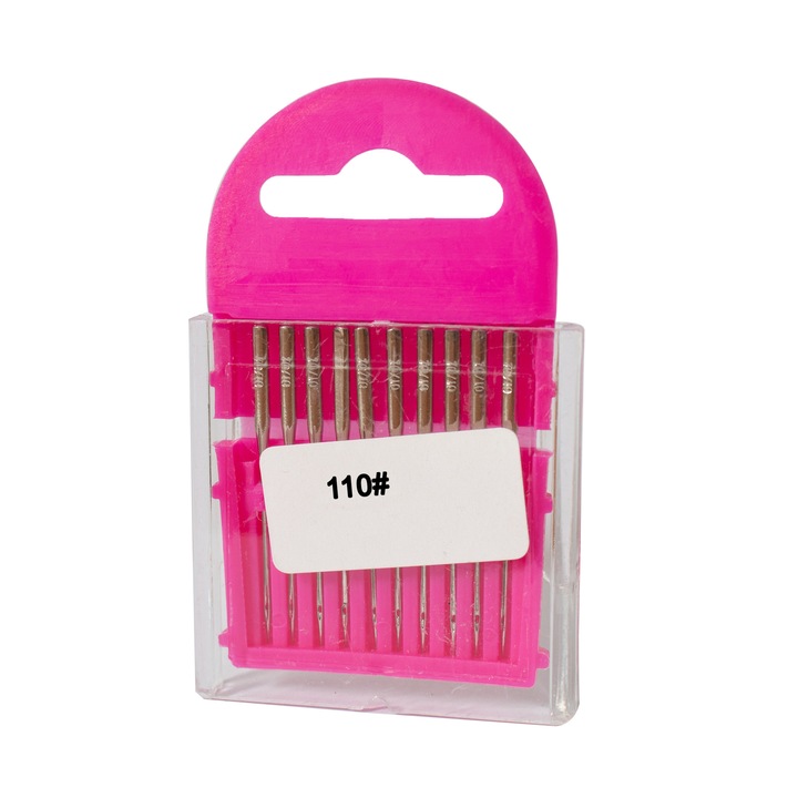 10 db-os tűkészlet varrógéphez, standard, 110/10, kerek hegy, hossza 3,6 cm, szürke szín