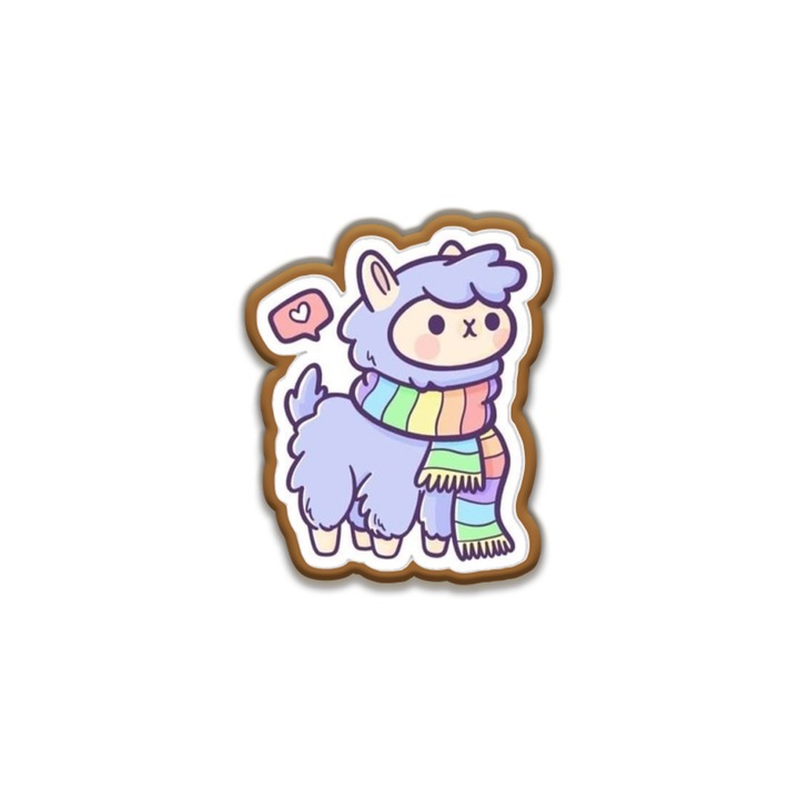 Insigna din lemn cu brosa Alpaca mov, multicolor, 3 cm