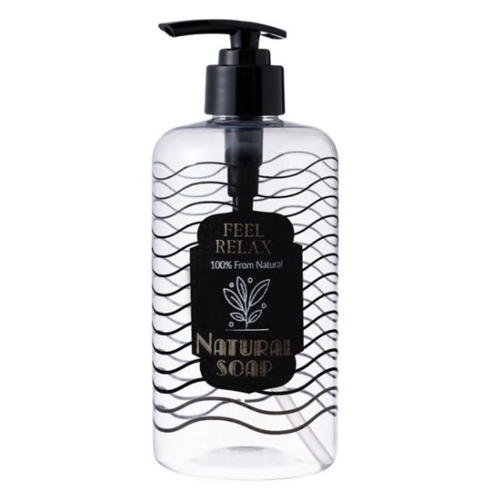 Dispenser pentru sapun lichid, transparent/negru, 500 ml, 19.5 x 7 cm