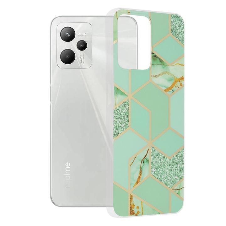 Калъф за Realme C35/Narzo 50A Prime, Techsuit Marble Series, Green Hex